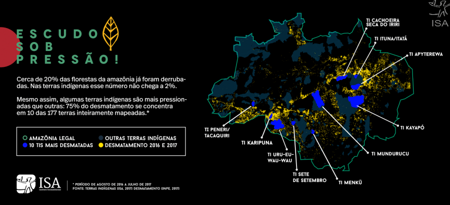 Localização das TIs mais desmatadas no período